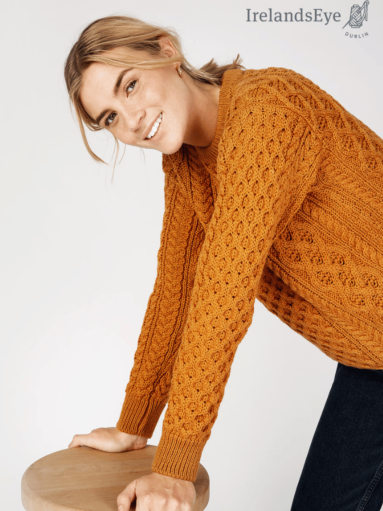 Traditional Aran Sweater Golden Ochre
