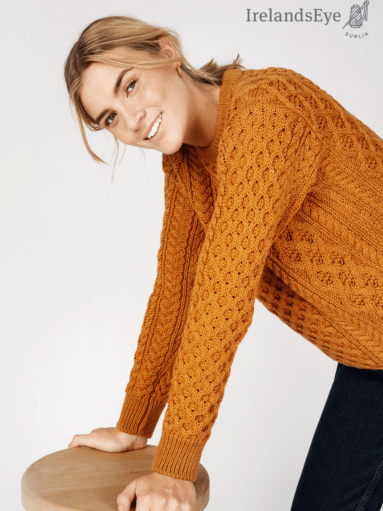 Unisex Heavyweight Aran Sweater Golden Ochre