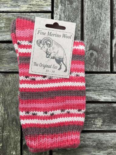 100% Merino Wool Fairisle Socks Pink Unisex