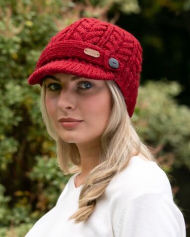 Erin Peak Cable Knit Hat Red