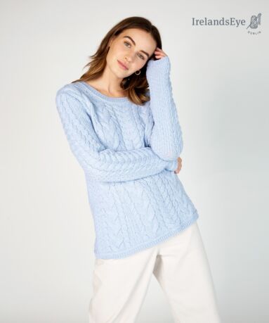 Primrose Aran Sweater Ice Blue