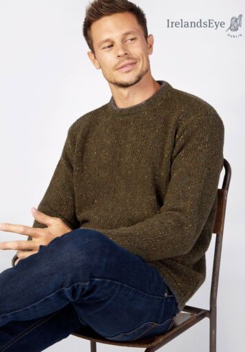 Men's Crew Neck Wool and Cashmere Sweater Loden