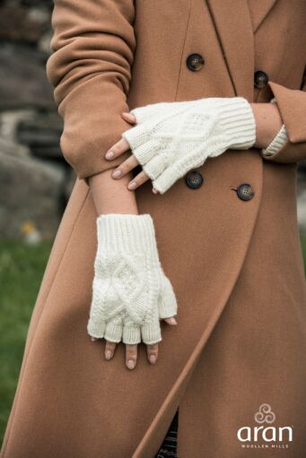 Hand Knit Fingerless Aran Gloves