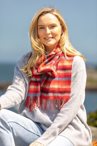 100% Cashmere Scarf Red Check