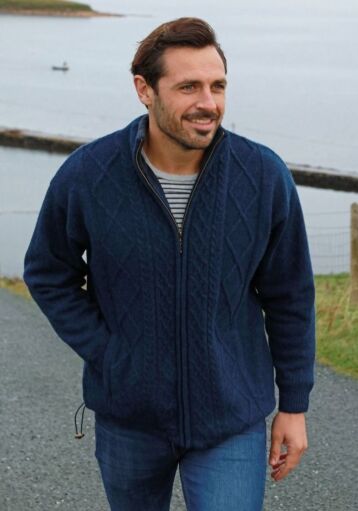 Men's Full Zip Lined Cardigan Navy