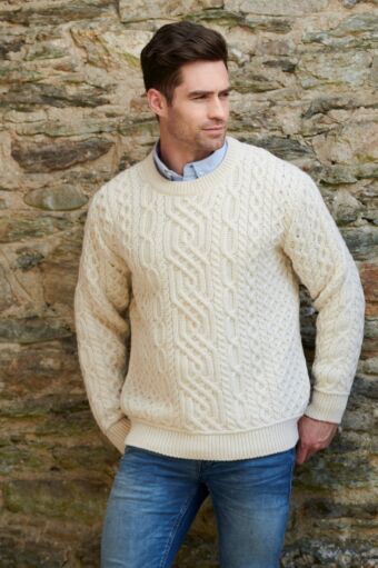 Super Soft Traditional Aran Sweater Natural