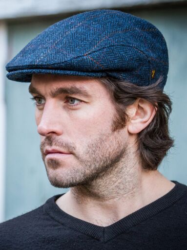 Trinity Flat Cap Blue Herringbone col.34