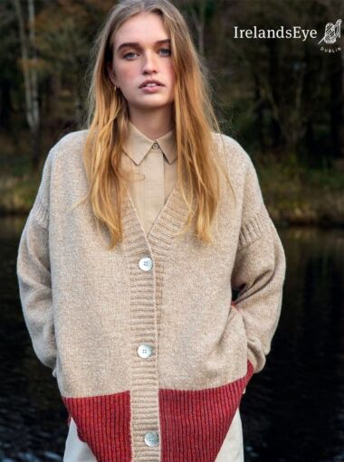 Two Tone Irelands Eye Long Cardigan Hawthorn Sunset