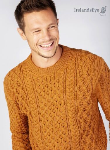 Unisex Heavyweight Aran Sweater - Golden Ochre