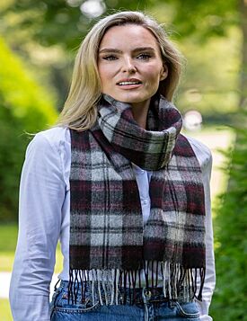 Wool and Cashmere Scarf Grey, Black and Red 