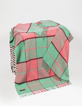 Wool and Cashmere Throw Aqua & Pink Block Col: 1401