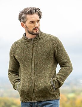 Wool and Cashmere Jersey Cardigan Green