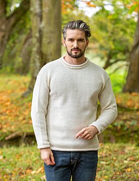Pure Wool Roll Neck Sweater Natural