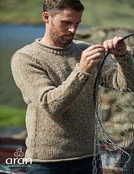 100% Donegal Wool Roll Neck Sweater Beige