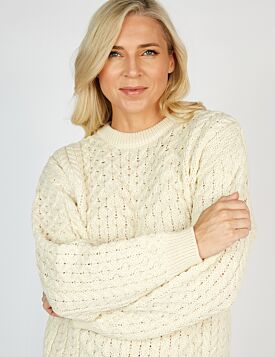Merino Wool Aran Sweater Natural - Unisex