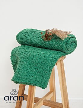 Merino Wool Irish Patchwork Blanket Green