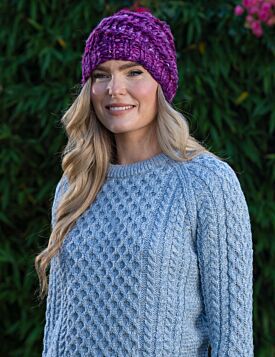 Handmade in Ireland - Super Soft Merino Wool Hat Purple