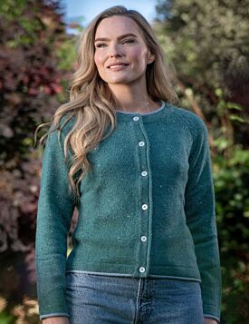 Wool and Cashmere Cardigan Sea Green Marl