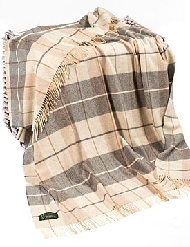 Lambswool Throw Beige Cream and Grey Col: 629