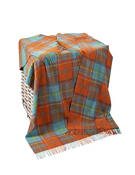 100% Lambswool Throw Orange and Turquoise Col: 663