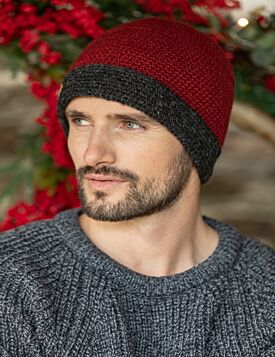 Mens Hat Red and Charcoal Rim