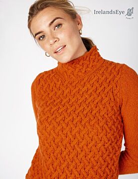 Luxurious Wool & Cashmere Trellis Sweater - Terracotta