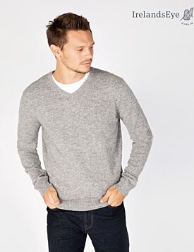 Extra Fine V Neck  Sweater - Grey Smoke