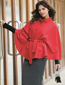 'Alcon' Cashmere / Wool Blend Cape - Red
