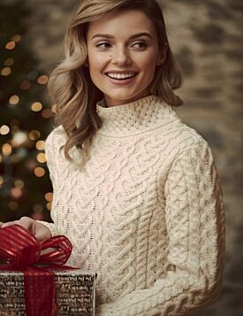 Super Soft High Neck Cable Knit Sweater 