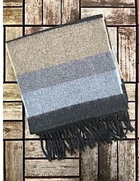 Wool Cashmere Scarf Made in Ireland - Blue/Grey/Beige Mix 8003