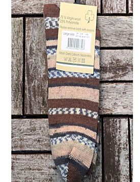 Men's Fair Isle Socks Brown Stripe
