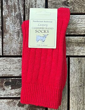 Luxury Ladies Cashmere Blend Socks- Bright Red (size 35-39)