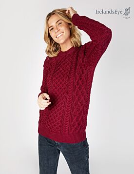 Unisex Traditional  Aran Sweater Claret