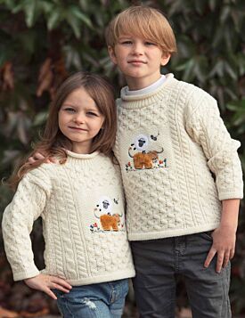 Kids Embroidered Aran Sweater