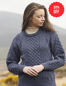 Pure Wool Aran Sweater Denim