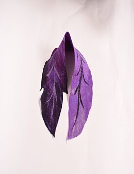 Felt Wool Leaf Scarf Purple