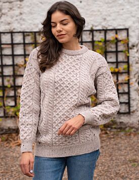 Merino Wool Aran Sweater Oatmeal - Unisex