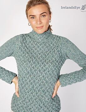 Luxurious Wool & Cashmere Trellis Sweater - Ocean Mist