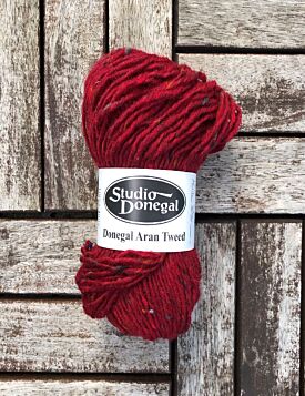 Aran Tweed Knitting Wool 50g - DEEP RED 4754