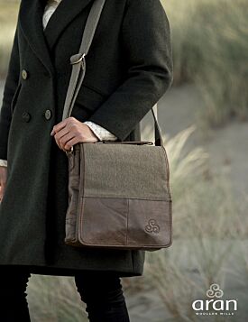 Tweed and Leather Satchel Bag