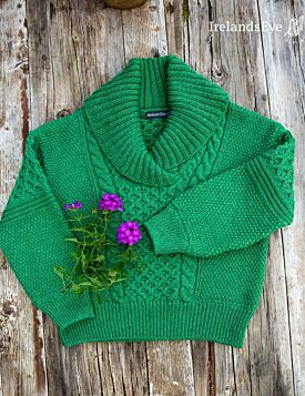 Oversized Shawl Collar Sweater Green Marl