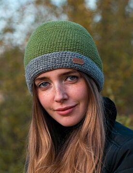 Irish Crochet Hat Moss Green