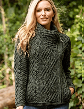 Cable Knit Side Jacket Green 