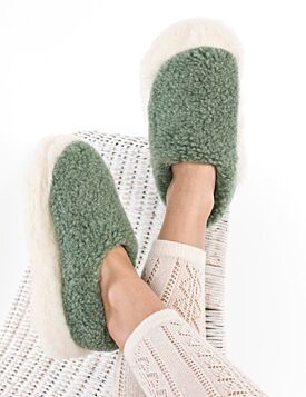 Unisex Merino Wool Slippers Green