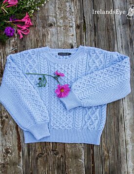 Primrose Aran Sweater Ice Blue