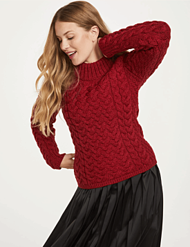 Shaped Crew Neck Sweater Red