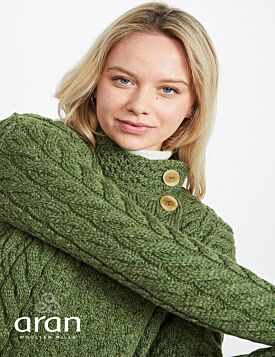 Supersoft Aran Cardigan with 3 buttons - Green