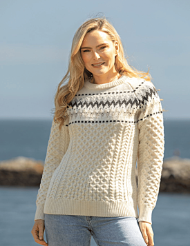 100% Merino Wool Fairisle Sweater Natural
