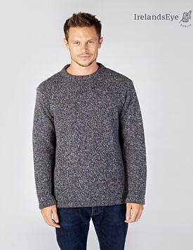 Men's Crew Neck Wool and Cashmere Sweater Navy marl