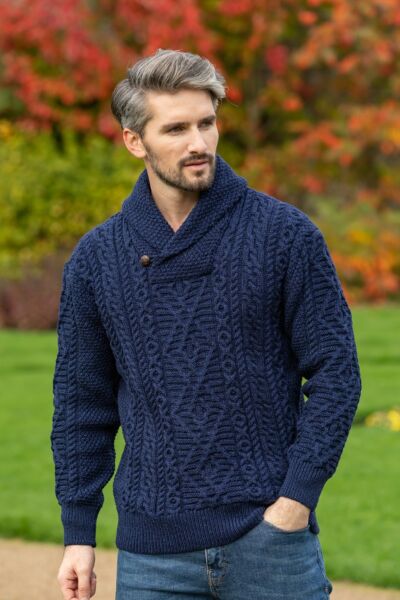 Shawl collar fisherman sweater hotsell